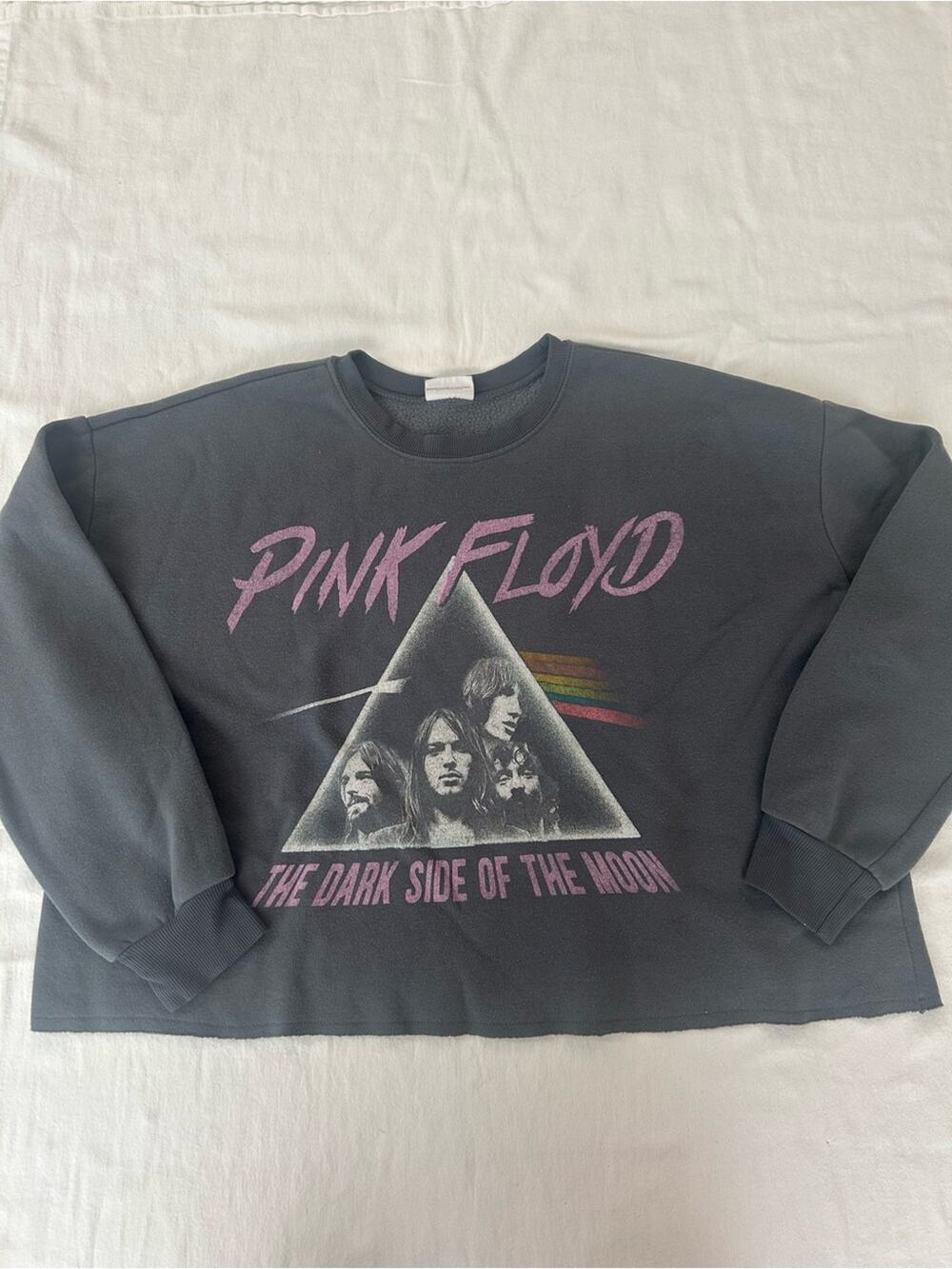 Pink Floyd Dark Side of the Moon Graphic Sweatshirt Womens Large Cropped Fleece
